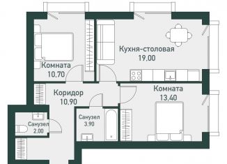 Продажа 2-комнатной квартиры, 61 м2, посёлок Западный