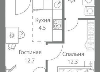 Продается двухкомнатная квартира, 39.9 м2, Москва, станция Немчиновка