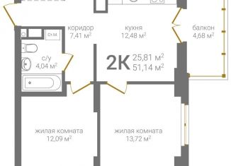 Продаю 2-комнатную квартиру, 51.1 м2, Нижний Новгород, метро Горьковская, 2-я Оранжерейная улица, 6А