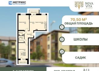 Продажа трехкомнатной квартиры, 70.5 м2, посёлок Берёзовый