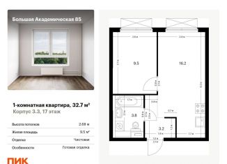 Продажа однокомнатной квартиры, 32.7 м2, Москва, станция Лихоборы, жилой комплекс Большая Академическая 85, к3.3