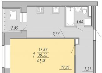 Продажа однокомнатной квартиры, 41.2 м2, Тверь