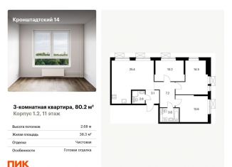 Продается 3-ком. квартира, 80.2 м2, Москва, метро Водный стадион