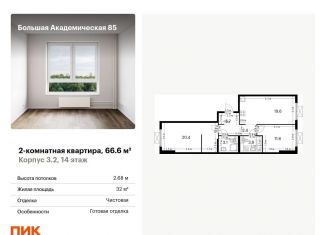Продается двухкомнатная квартира, 66.6 м2, Москва, Тимирязевский район, жилой комплекс Большая Академическая 85, к3.2
