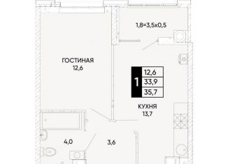 Продается 1-комнатная квартира, 35.2 м2, Ростовская область, Левобережная улица