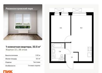 Продам однокомнатную квартиру, 32.5 м2, Москва, жилой комплекс Лосиноостровский Парк, к2.1, ЖК Лосиноостровский Парк