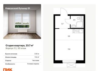 Продам квартиру студию, 23.7 м2, Москва, метро Царицыно