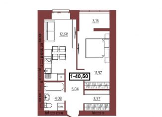 1-комнатная квартира на продажу, 40.5 м2, Волгоград