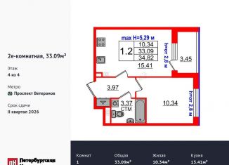 Продажа однокомнатной квартиры, 33.1 м2, Санкт-Петербург