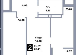 Продажа двухкомнатной квартиры, 40.6 м2, Самара, метро Безымянка
