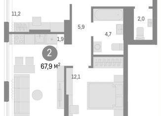Продам трехкомнатную квартиру, 67.9 м2, Новосибирск, улица Никитина, 10к1, ЖК Урбан-виллы на Никитина
