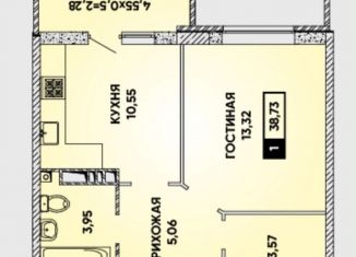 1-ком. квартира на продажу, 38.7 м2, Краснодарский край, улица имени Героя Георгия Бочарникова, 14