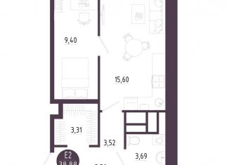 Продам 1-комнатную квартиру, 38.9 м2, Тульская область