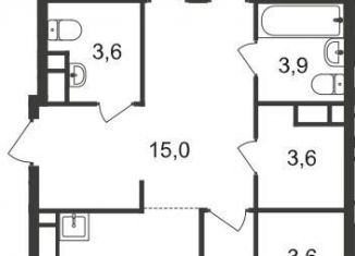 Продам трехкомнатную квартиру, 85.9 м2, Московский, 7-я фаза, к1