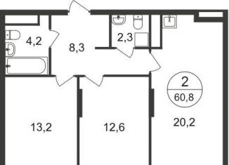 Продаю 2-комнатную квартиру, 60.8 м2, Москва, 11-я фаза, к4