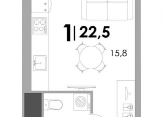 Продается квартира студия, 22.5 м2, деревня Батино