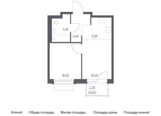 1-комнатная квартира на продажу, 33.6 м2, поселение Кокошкино, жилой комплекс Новое Внуково, к31