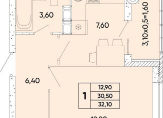 Продам однокомнатную квартиру, 32.1 м2, Ростовская область