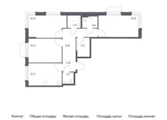 Продается 3-комнатная квартира, 78.6 м2, Москва, жилой комплекс Новое Внуково, к31