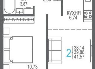 2-комнатная квартира на продажу, 39.9 м2, село Прибрежное