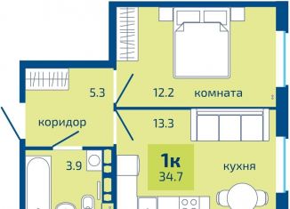1-комнатная квартира на продажу, 34.7 м2, Пермский край