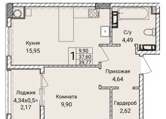 Продается однокомнатная квартира, 39.8 м2, Севастополь, улица Братьев Манганари, 30к2