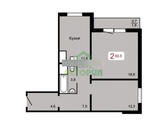 2-комнатная квартира на продажу, 60.9 м2, Красноярск, ЖК Мичурино