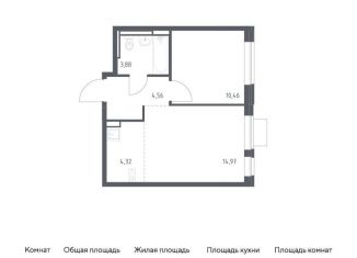 2-комнатная квартира на продажу, 38.2 м2, Домодедово, площадь 30-летия Победы