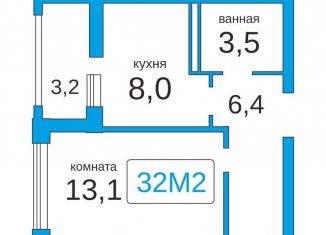 Однокомнатная квартира на продажу, 32 м2, Ростовская область