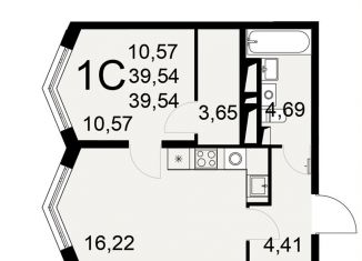 Продается однокомнатная квартира, 39.5 м2, Тульская область