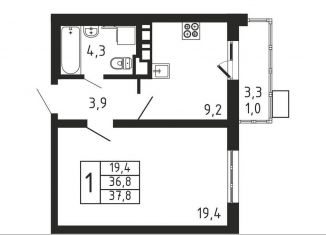 Продаю 1-ком. квартиру, 37.8 м2, Московская область