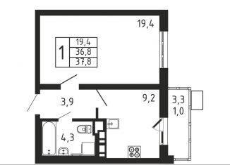 Продаю однокомнатную квартиру, 37.8 м2, Московская область