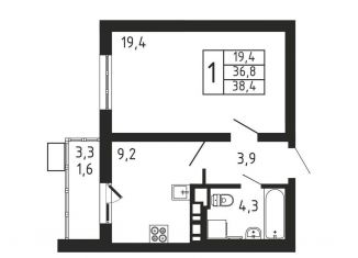 1-ком. квартира на продажу, 38.4 м2, Московская область