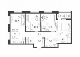 Продаю 3-комнатную квартиру, 83.2 м2, Москва, ЖК Шагал, 3-я очередь, к8