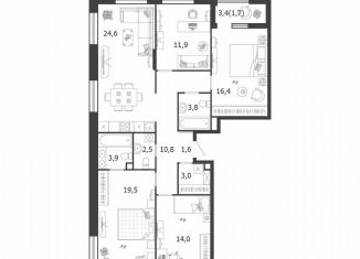 Продажа четырехкомнатной квартиры, 113.7 м2, Москва, 3-я очередь, к8, метро Нагатинская