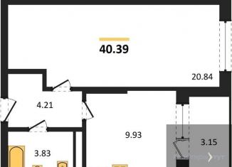 1-ком. квартира на продажу, 40.4 м2, Воронеж, улица Ломоносова, 116А, Центральный район