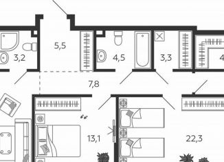 Трехкомнатная квартира на продажу, 121.2 м2, Москва, 2-я очередь, к3, станция ЗИЛ