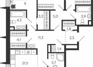 Продам трехкомнатную квартиру, 122.5 м2, Москва, 2-я очередь, к7.1