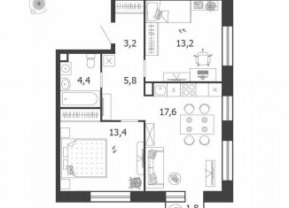 Продается 2-ком. квартира, 58.1 м2, Москва, 3-я очередь, к9, станция ЗИЛ