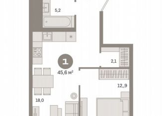 Продается 1-ком. квартира, 45.6 м2, Москва, район Бирюлёво Восточное, жилой комплекс Квартал Герцена, к1