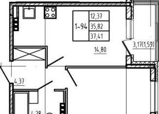 1-ком. квартира на продажу, 35.8 м2, Сертолово