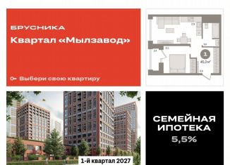 Продажа 1-ком. квартиры, 45.3 м2, Новосибирск