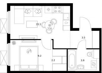 Продажа 1-комнатной квартиры, 33.9 м2, Мытищи