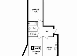 Продается 2-комнатная квартира, 64.3 м2, Кисловодск