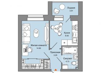 Продается 1-комнатная квартира, 33 м2, Пермь