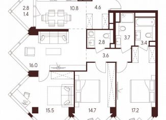 Продаю трехкомнатную квартиру, 93.7 м2, Москва, метро Октябрьское поле