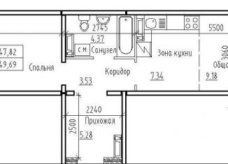 Продажа двухкомнатной квартиры, 49.7 м2, рабочий посёлок Краснообск, 3-й микрорайон, 21