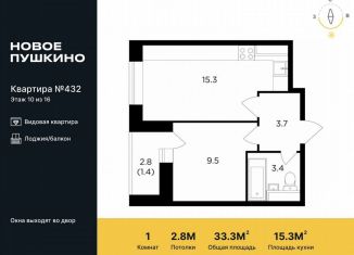 Продам 1-комнатную квартиру, 33.3 м2, Пушкино, улица Просвещения, 12к1