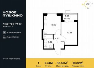 Продажа 1-ком. квартиры, 33.6 м2, Пушкино