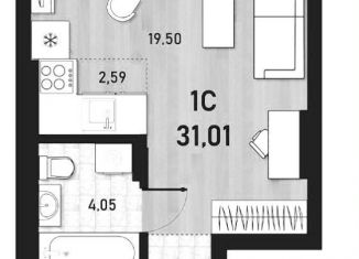 Продается квартира студия, 31 м2, Новосибирская область, Пермская улица, 12к2